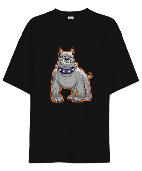 Tisho - Sinirli bulldog Siyah Oversize Unisex Tişört