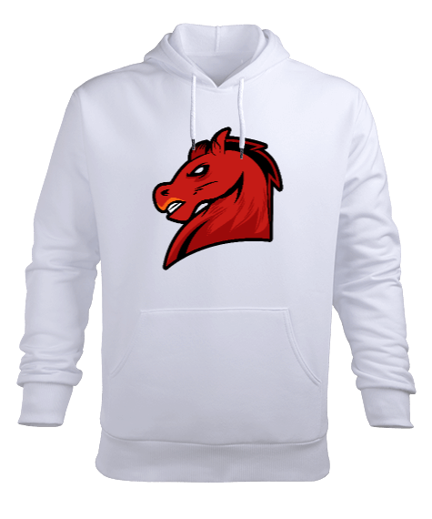 Tisho - Sinirli kırmızı at Erkek Kapüşonlu Hoodie Sweatshirt