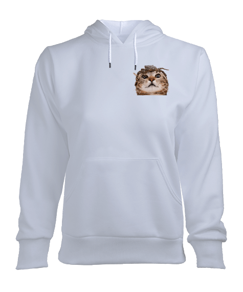 Tisho - Şirin Kedi Desenli Hoodie Kadın Kapşonlu Hoodie Sweatshirt