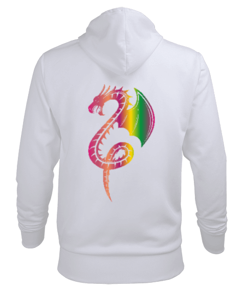 Sırt Baskılı Dragon Tasarım Erkek Kapüşonlu Hoodie Sweatshirt