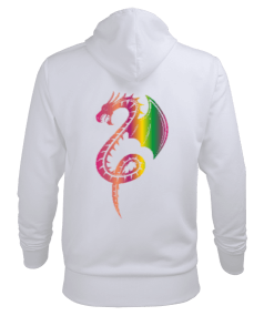 Sırt Baskılı Dragon Tasarım Erkek Kapüşonlu Hoodie Sweatshirt - Thumbnail