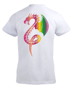 Sırt baskılı dragon tasarım Erkek Tişört - Thumbnail