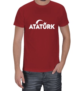 Sırt yazılı bayraklı bordo Atatürk tişört Erkek Tişört - Tisho