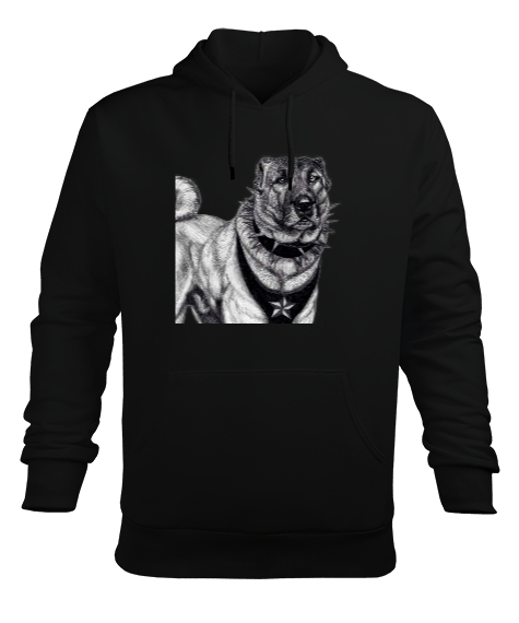 Tisho - Sivas kangal baskılı Siyah Erkek Kapüşonlu Hoodie Sweatshirt