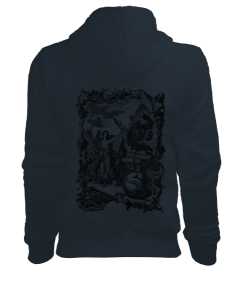 Siyah Baskılı Gotik Füme Sweatshirt Kadın Kapşonlu Hoodie Sweatshirt - Thumbnail