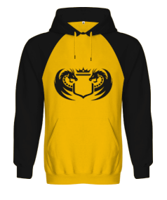 Siyah Ejderha Baskılı Logo Orjinal Reglan Hoodie Unisex Sweatshirt - Tisho