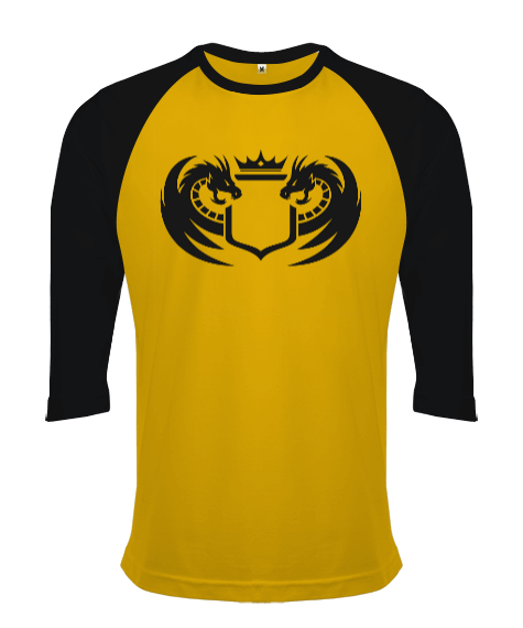 Siyah Ejderha Logo Orjinal Reglan 3/4 Kol Unisex Tişört - Tisho