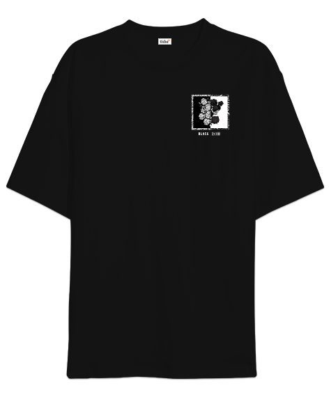 Siyah Gül Oversize Unisex Tişört