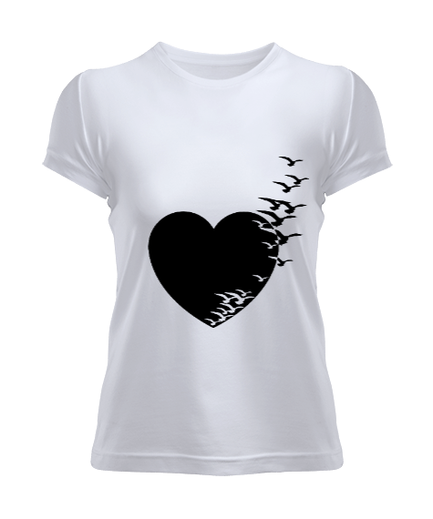 Tisho - Siyah kalp Kadın Tişört