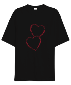 Siyah Kalpli Oversize Unisex Tişört - Tisho