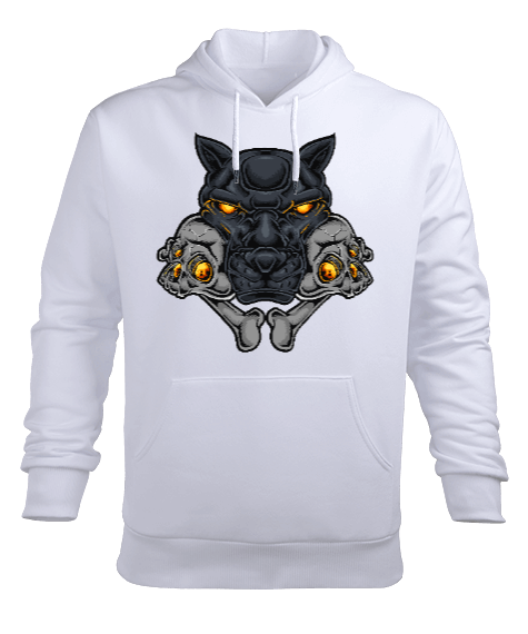 Tisho - Siyah köpek ve kurukafalar Erkek Kapüşonlu Hoodie Sweatshirt