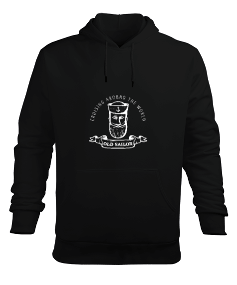 Tisho - Siyah Old sailor Erkek Kapüşonlu Hoodie Sweatshirt