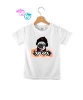 Siyah şapkalı sevimli köpek baskılı Beyaz Çocuk Unisex - Tisho