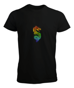 Siyah Tişört Ejderha Desenli Erkek Tişört - Tisho