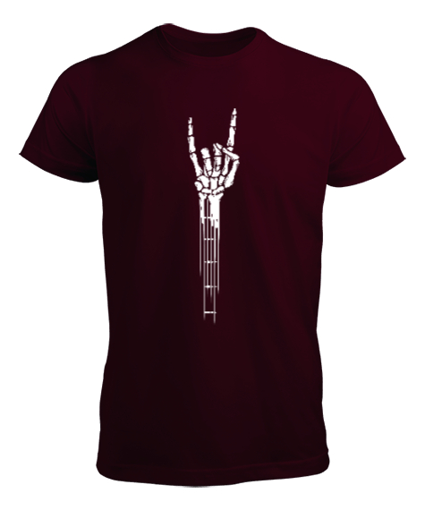Tisho - Skeleton Hand Guitar - Rock And Roll - İsklet El Bordo Erkek Tişört