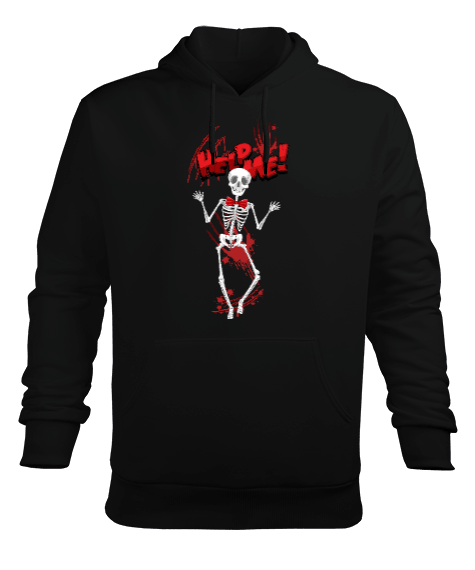 Tisho - Skeleton Help Me Erkek Kapüşonlu Hoodie Sweatshirt