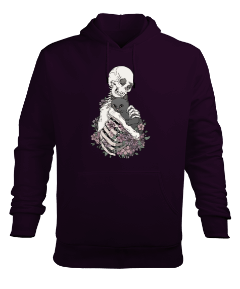 Tisho - skeletoncat Erkek Kapüşonlu Hoodie Sweatshirt