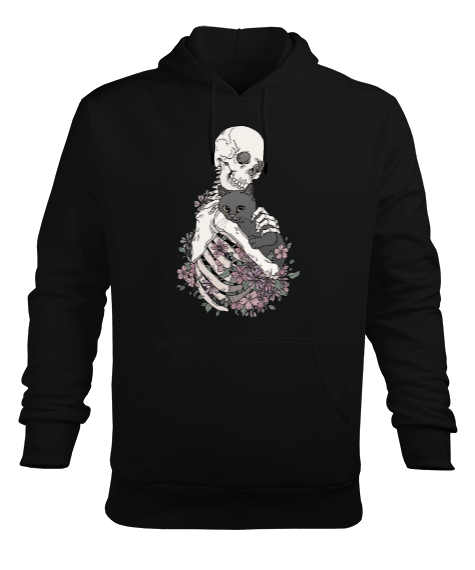 Tisho - skeletoncat Erkek Kapüşonlu Hoodie Sweatshirt