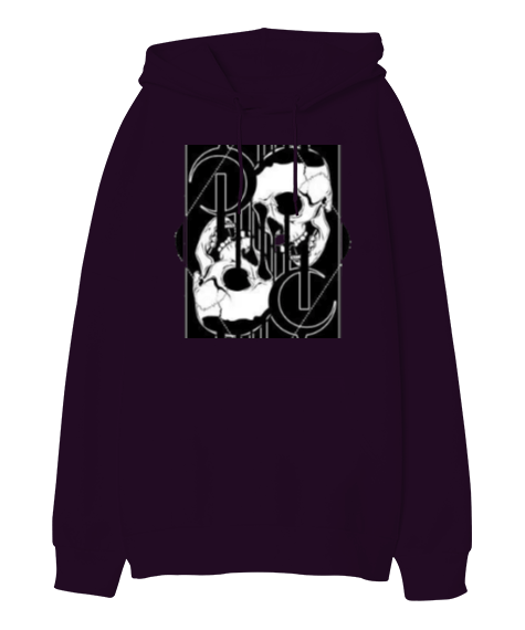 Tisho - Skull Art Oversize Unisex Kapüşonlu Sweatshirt