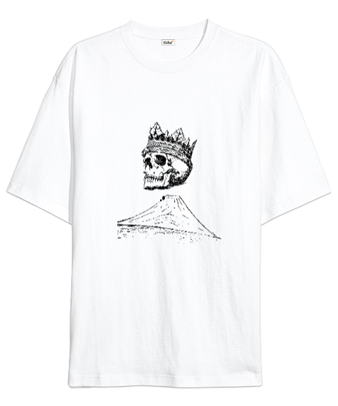 Tisho - Skull Beyaz Oversize Unisex Tişört