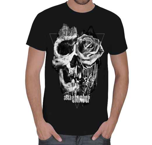 Tisho - Skull BlackandGrey Erkek Tişört