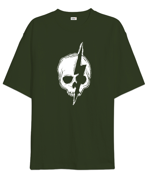 Tisho - Skull Energy - Kafatası Haki Yeşili Oversize Unisex Tişört