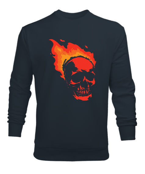 Tisho - Skull Flame - Kafatası Füme Erkek Sweatshirt