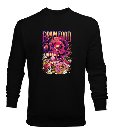 Tisho - Skull Food Siyah Erkek Sweatshirt