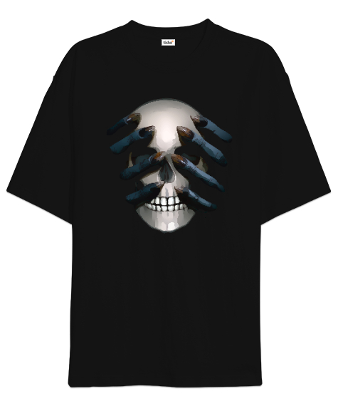 Tisho - Skull - Kafatası Blu Siyah Oversize Unisex Tişört