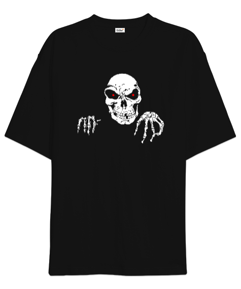 Tisho - Skull - Kafatası Blu V2 Siyah Oversize Unisex Tişört