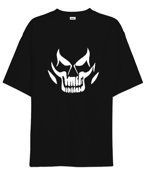 Tisho - Skull - Kafatası Blu V3 Siyah Oversize Unisex Tişört