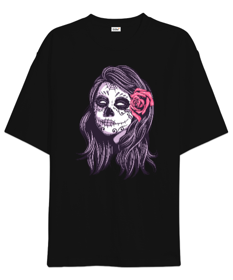 Tisho - Skull Siyah Oversize Unisex Tişört