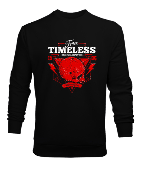Tisho - Skull True Timeless - Kafatası, İskelet Siyah Erkek Sweatshirt