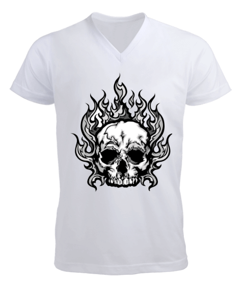 Tisho - skullface Erkek Kısa Kol V Yaka Tişört