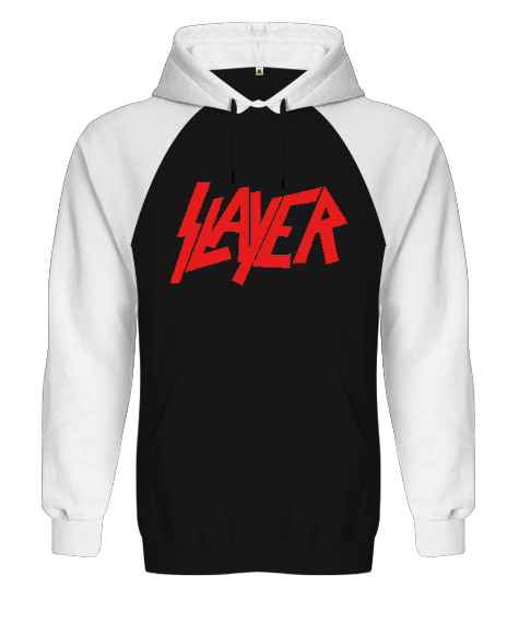 Tisho - Slayer - Avcı Siyah/Beyaz Orjinal Reglan Hoodie Unisex Sweatshirt