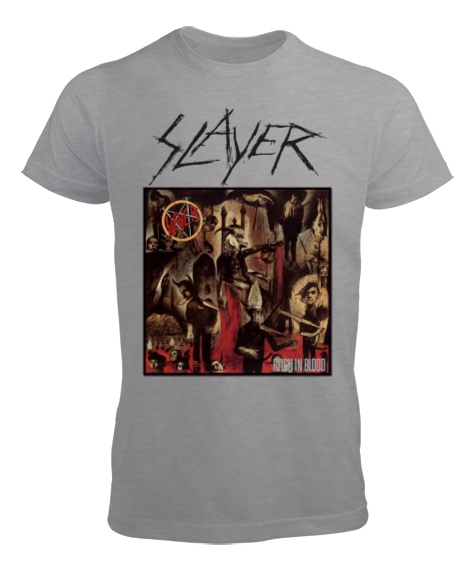 Tisho - Slayer Heavy Metal Rock Baskılı Erkek Tişört
