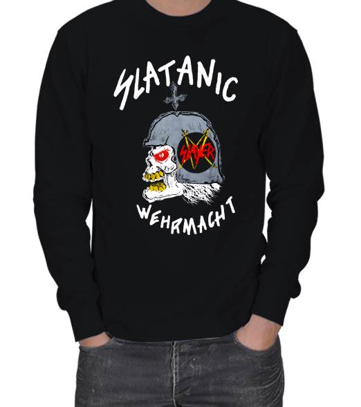 Tisho - SLAYER - SLATANIC WEHRMACHT Vintage ERKEK SWEATSHIRT