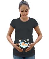 Sleeping Baby - Uyuyan Bebek V2 Füme Kadın Hamile Tişört - Tisho