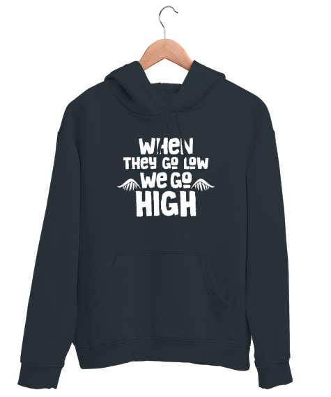 Tisho - Slogan ve Kanatlar - Onlar Düşünce Biz Kalkarız Füme Unisex Kapşonlu Sweatshirt