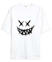 Smile Beyaz Oversize Unisex Tişört - Tisho