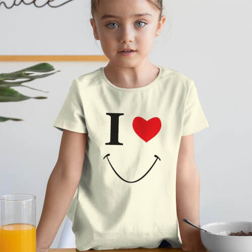Smile Kız Çocuk Tişört - Tekli Kombin - Thumbnail