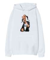Snoop Dogg Beyaz Oversize Unisex Kapüşonlu Sweatshirt - Thumbnail