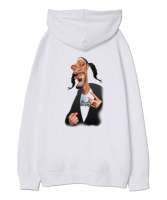 Snoop Dogg Beyaz Oversize Unisex Kapüşonlu Sweatshirt - Thumbnail