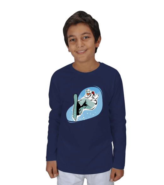 Tisho - Snowboard erkek çocuk tişört Çocuk Unisex Uzunkollu