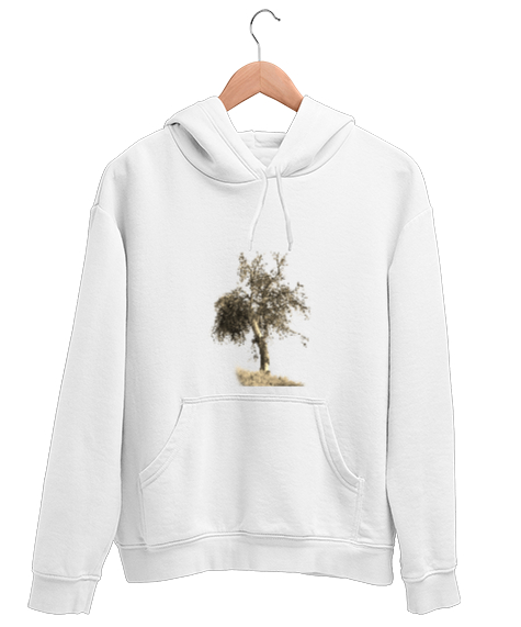 Tisho - Sonbahar Ağaç Beyaz Unisex Kapşonlu Sweatshirt