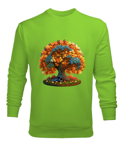 Tisho - Sonbahar Mevsimi Fıstık Yeşili Erkek Sweatshirt