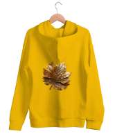 Sonbahar Mevsimi Sarı Unisex Kapşonlu Sweatshirt - Thumbnail