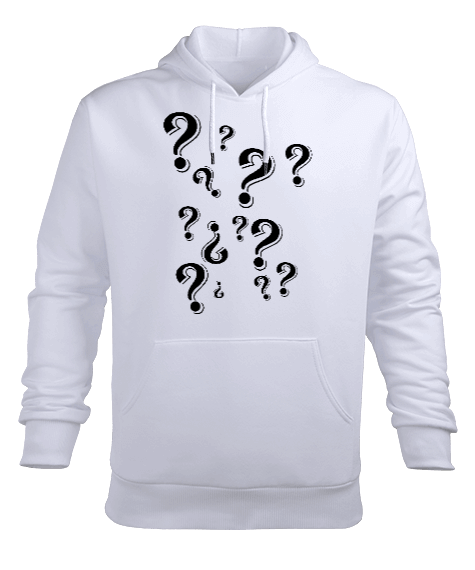 Tisho - Soru İşaretleri Yazılı Erkek Kapüşonlu Hoodie Sweatshirt