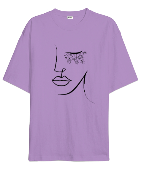 Tisho - Soyut çizim Lila Oversize Unisex Tişört