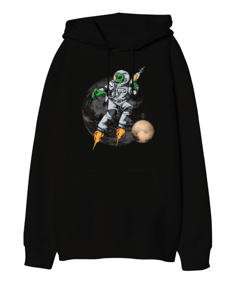Tisho - Space Aliens Oversize Unisex Kapüşonlu Sweatshirt
